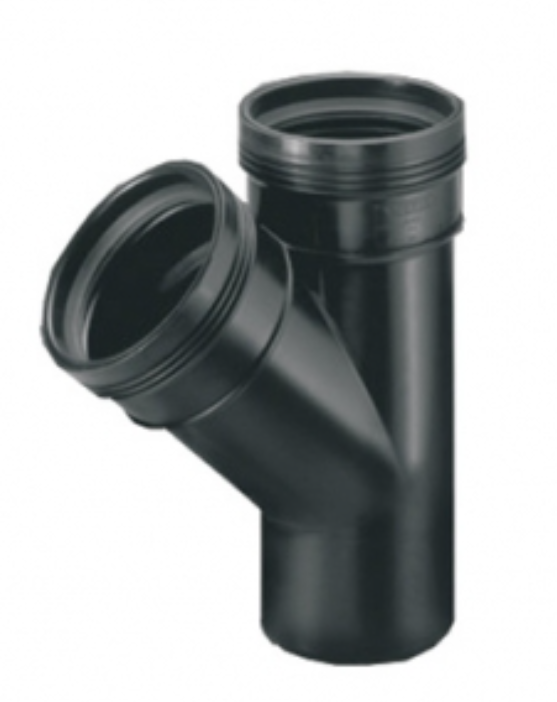 Scala - T-stuk 45° PP 90° zwart MV