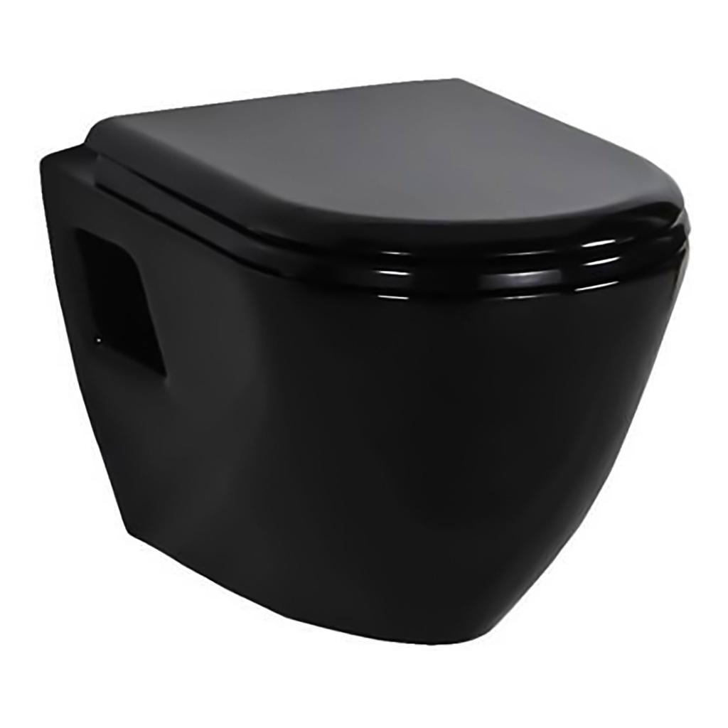 Aloni - Design ophang wc zwart glanzend met rvs sproeier (TP325-50SI00E-005)