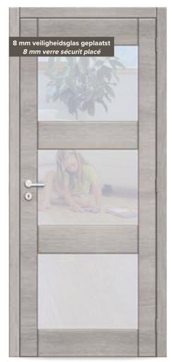 Thys - S61 eik Ardennen 3 paneel mat glas (tubespaan) 