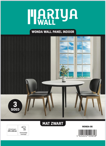 Mariya wall - Mat zwart 260x60cm (1,56m2/st)