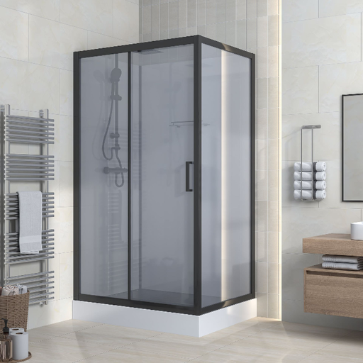 Aloni - Marani complete douchecabine met schuifdeur 90x225x90cm grijs rookglas