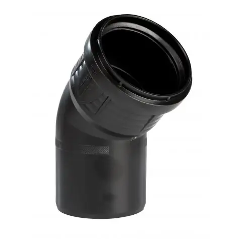 Scala - Bocht sanitair PP 90° zwart 45° MV