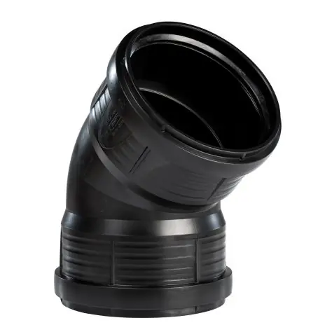 Scala - Bocht sanitair PP 90° zwart 45° VV