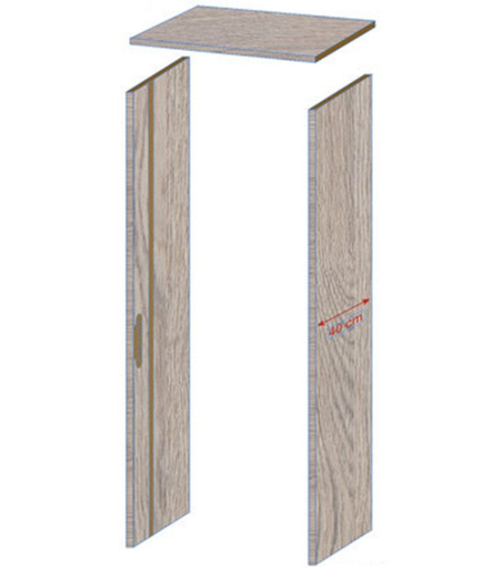 Thys - Doorgang omk. concept S63 eik grijs hor. 40cm 1 zijde gefreesd, zonder deurlijst,listel en beslag